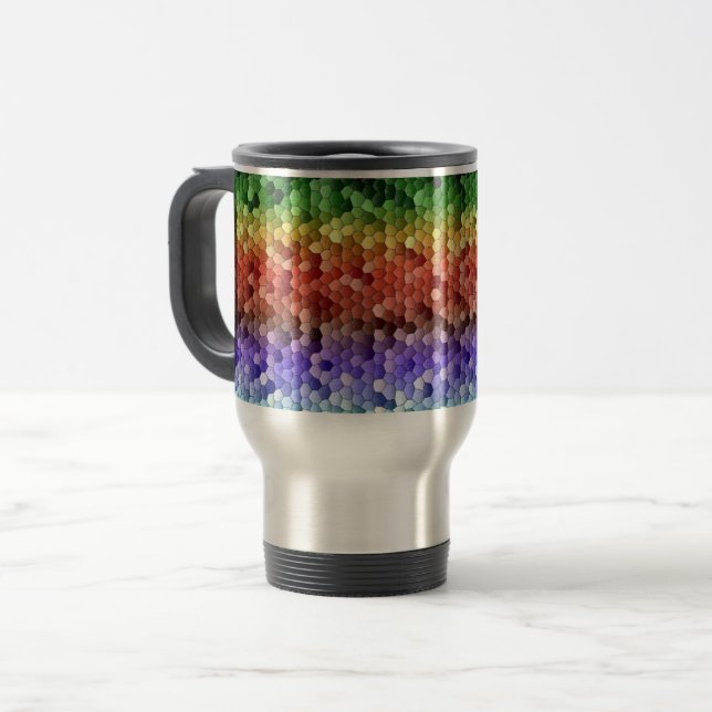 Rainbow Mosaic Pattern Travel Mug (Front Left)