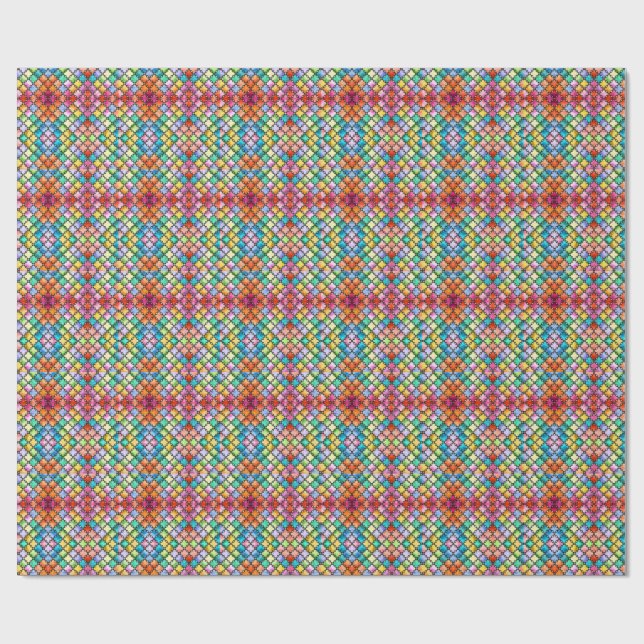 Rainbow mosaic pattern wrapping paper (Flat)