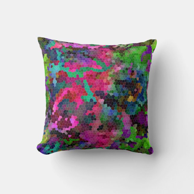 [Rainbow Mosaic] Stained-Glass Effect Throw Pillow (Front)