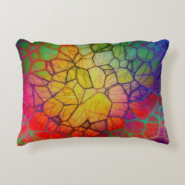 Rainbow Mosaic -Stained Glass Look Accent Pillow (Front)