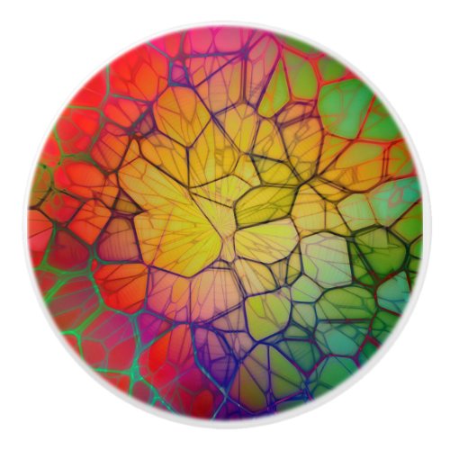 Rainbow Mosaic _stained glass look Ceramic Knob