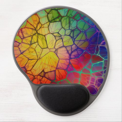 Rainbow Mosaic_ Stained Glass Look Gel Mouse Pad