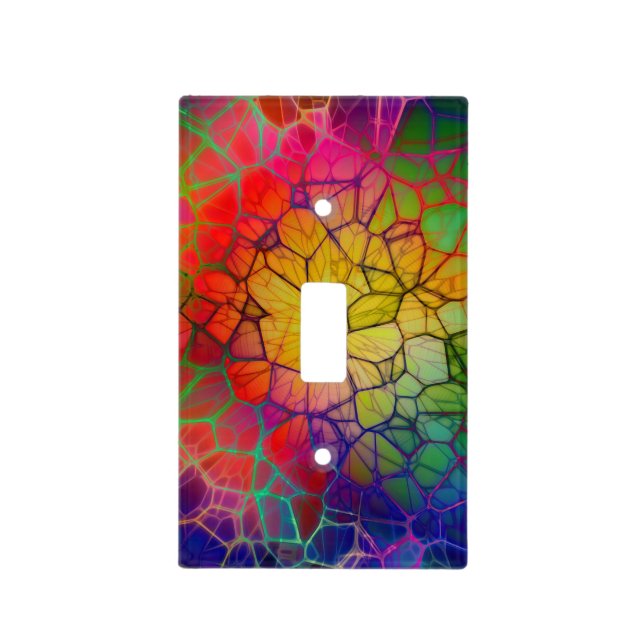 Rainbow Mosaic -Stained Glass Look Light Switch Cover (Front)