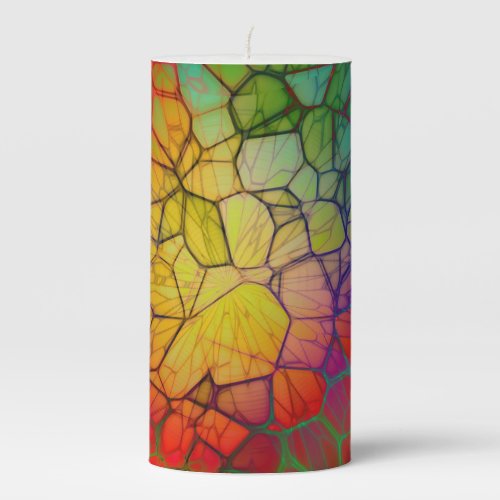 Rainbow Mosaic _Stained Glass Look Pillar Candle