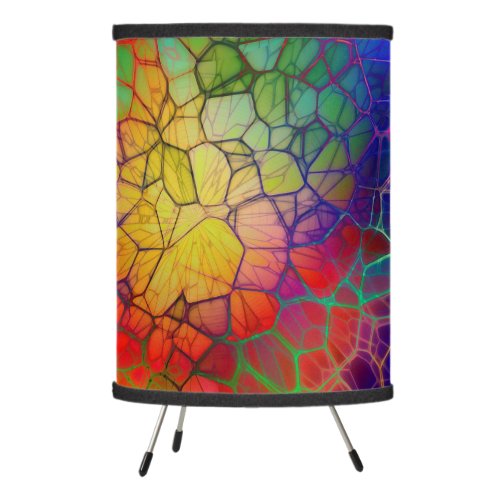 Rainbow Mosaic _Stained Glass Look Tripod Lamp