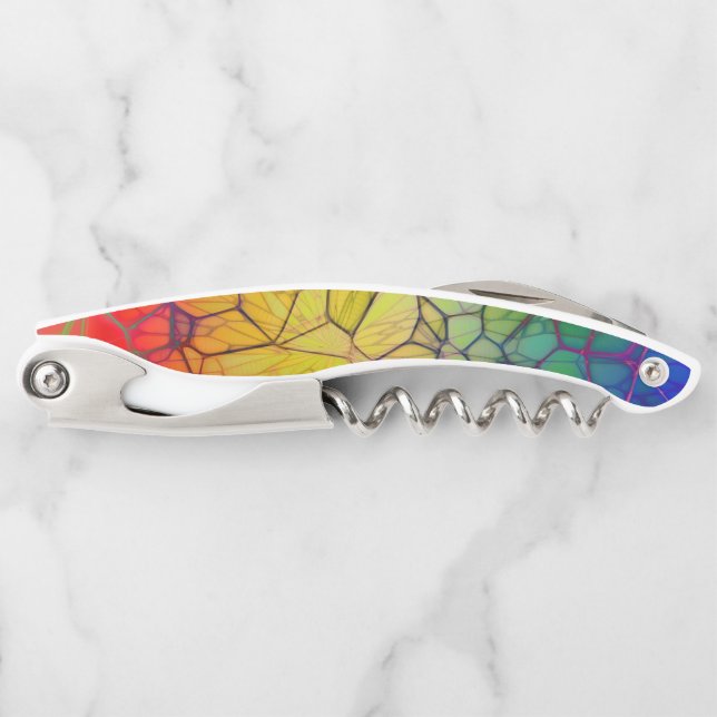 Rainbow Mosaic -Stained Glass Look  Waiter's Corkscrew (Front)