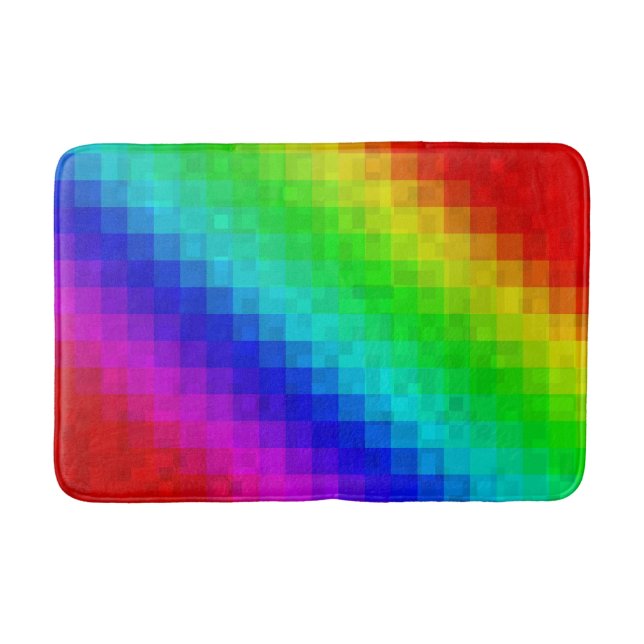 Rainbow Mosaic Tiles Pattern, Bathroom Mat (Front)