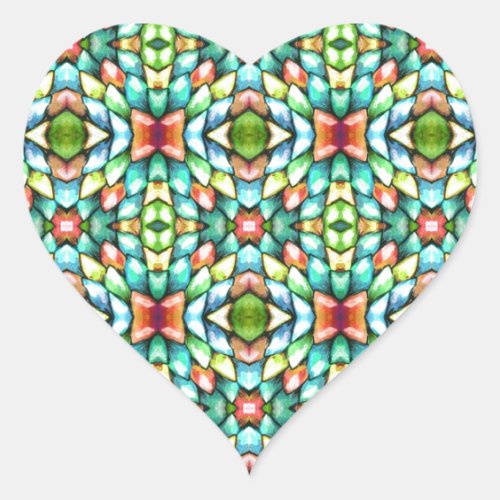 Rainbow Mosaic Tiles Stones Heart Sticker