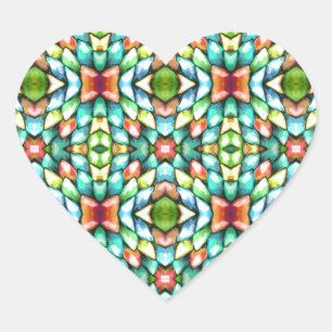 Rainbow Mosaic Tiles Stones Heart Sticker