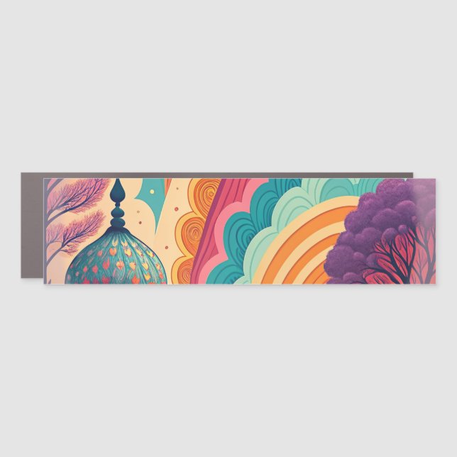 Rainbow Mosque Fantasy Car Magnet – Customizable (Front)