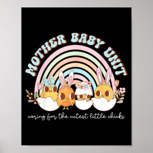 Rainbow mother baby unit bunny chick easter day mb poster