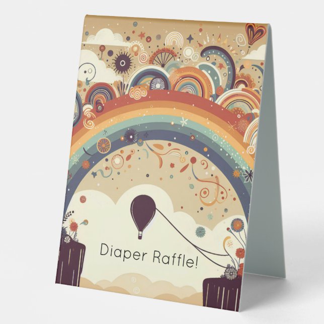 Rainbow Motiff with Hot Air Balloon Table Tent (Front)