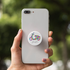 Rainbow Motor Scooter Moped Personalized PopSocket