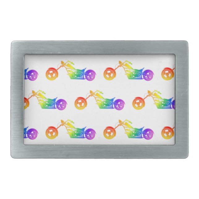 Rainbow Motorcycle Belt Buckle (Front)