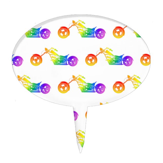Rainbow Motorcycle Cake Topper (Front)
