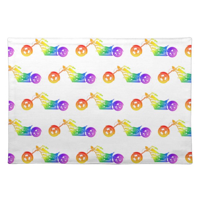 Rainbow Motorcycle Cloth Placemat (Front)