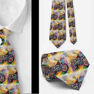 Rainbow Motorcycle Motorcross Sport Neck Tie
