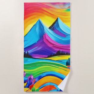 Rainbow Mountain Majesty Art Beach Towel