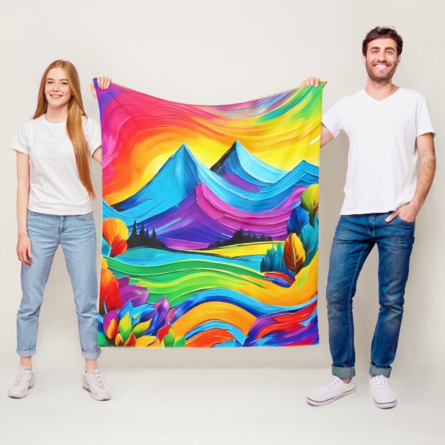 Rainbow Mountain Majesty Art Fleece Blanket (In Situ)