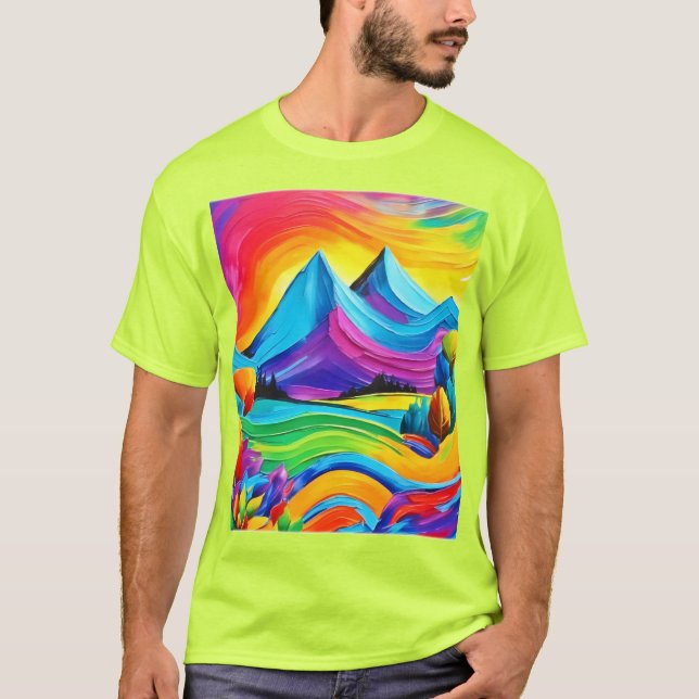 Rainbow Mountain Majesty Art T-Shirt (Front)