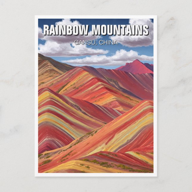 Rainbow Mountains Gansu China Travel Postcard (Front)