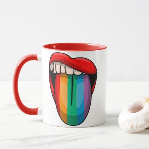 Rainbow Mouth Tongue LBTQ  Mug