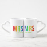 Rainbow Mrs & Mrs | Custom Names Coffee Mug Set<br><div class="desc">Cute couples mug for a married couple with MRS MRS in rainbow colors.</div>