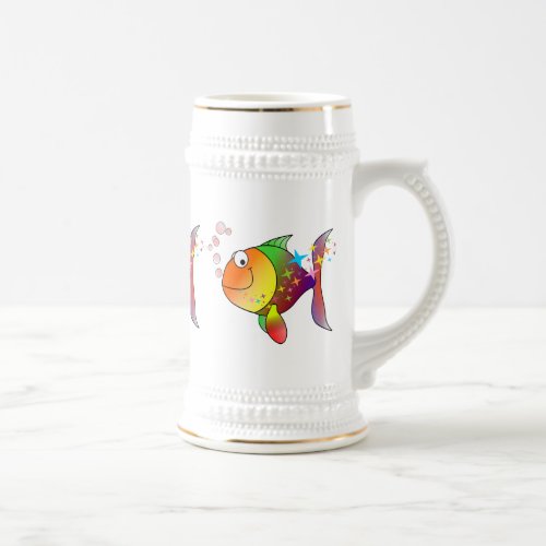 Rainbow multi color pacific ocean tuna beer stein