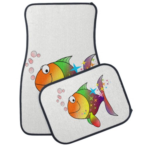 Rainbow multi color pacific ocean tuna car mat