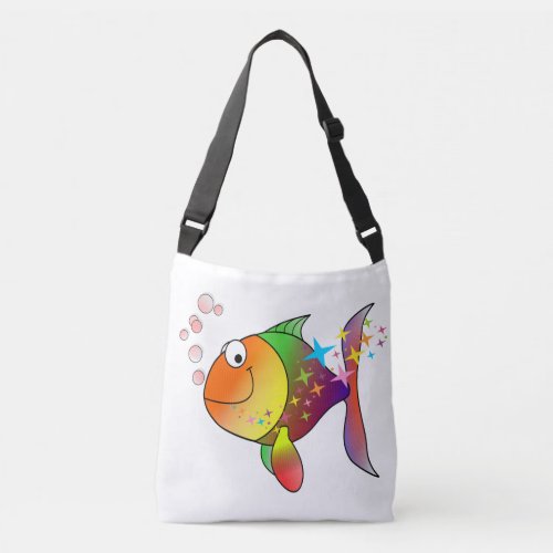 Rainbow multi color pacific ocean tuna crossbody bag