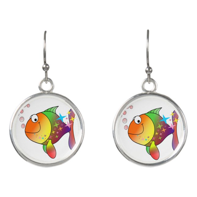 Rainbow multi color pacific ocean tuna earrings (Front)