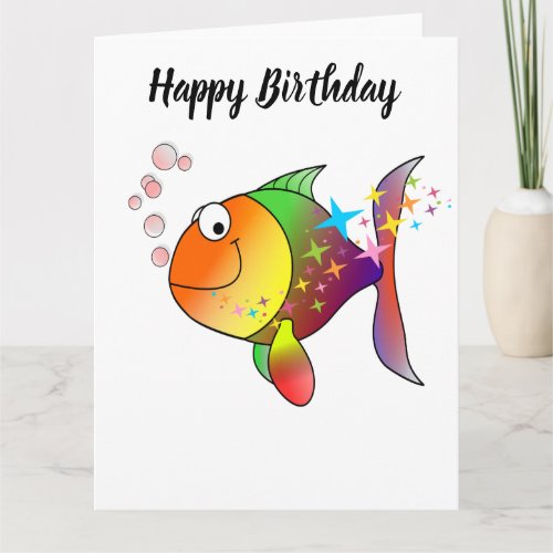 Rainbow multi color pacific ocean tuna fish card