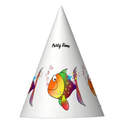 Rainbow multi color pacific ocean tuna fish party hat