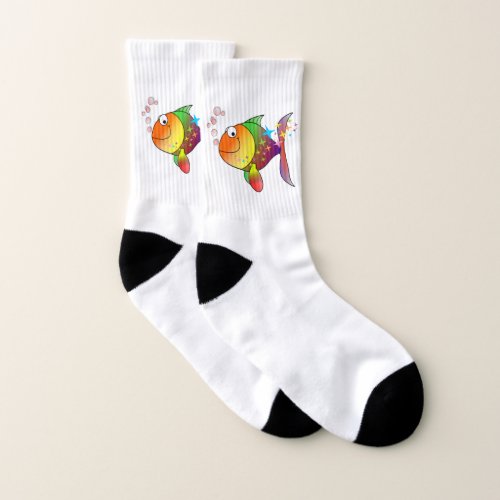 Rainbow multi color pacific ocean tuna fish socks