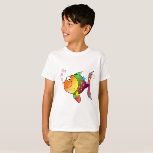 Rainbow multi color pacific ocean tuna fish T_Shirt