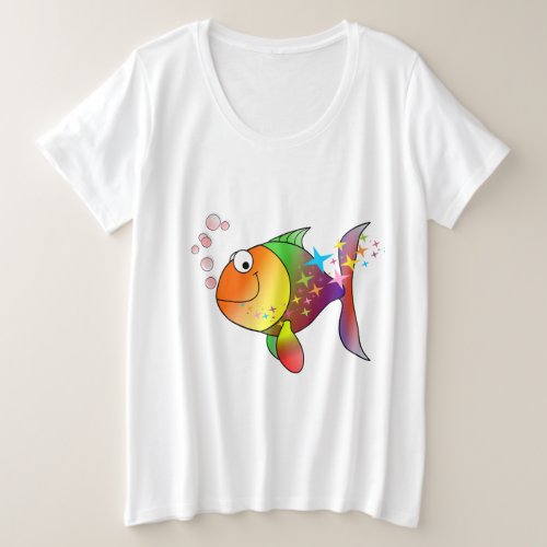 Rainbow multi color pacific ocean tuna plus size T_Shirt