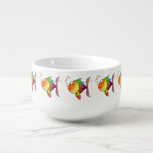 Rainbow multi color pacific ocean tuna soup mug