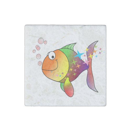 Rainbow multi color pacific ocean tuna stone magnet