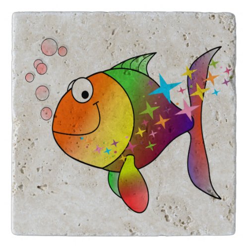 Rainbow multi color pacific ocean tuna trivet