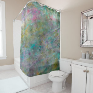 Rainbow Multi Colored Crystal Rock Marble Shower Curtain