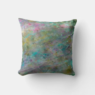 Rainbow Multi Colored Crystal Rock Marble Throw Pillow