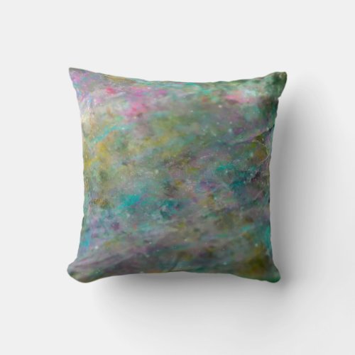 Rainbow Multi Colored Crystal Rock Marble Throw Pillow