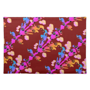 Rainbow Multi Floral Dk Red Cloth Placemat