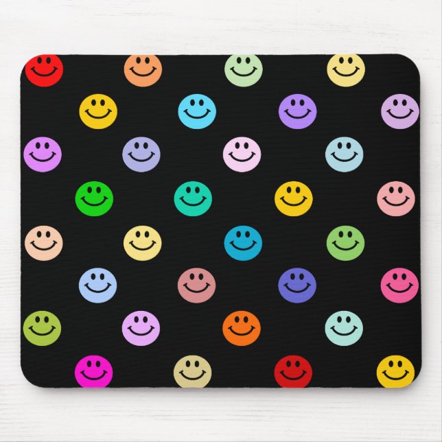 Rainbow Multicolor Face Pattern Mouse Pad (Front)