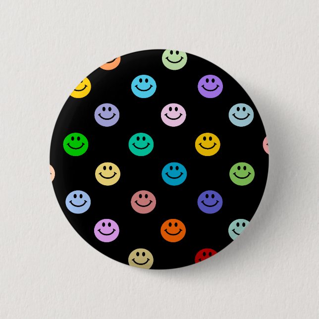 Rainbow Multicolor Face Pattern Pinback Button (Front)