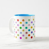 Rainbow Multicolor Face Pattern Two-Tone Coffee Mug (Front Left)