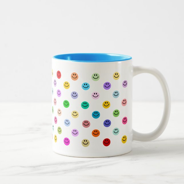 Rainbow Multicolor Face Pattern Two-Tone Coffee Mug (Right)