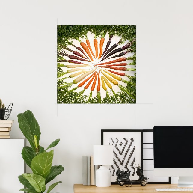 Rainbow Multicolored Carrots Square Poster (Home Office)
