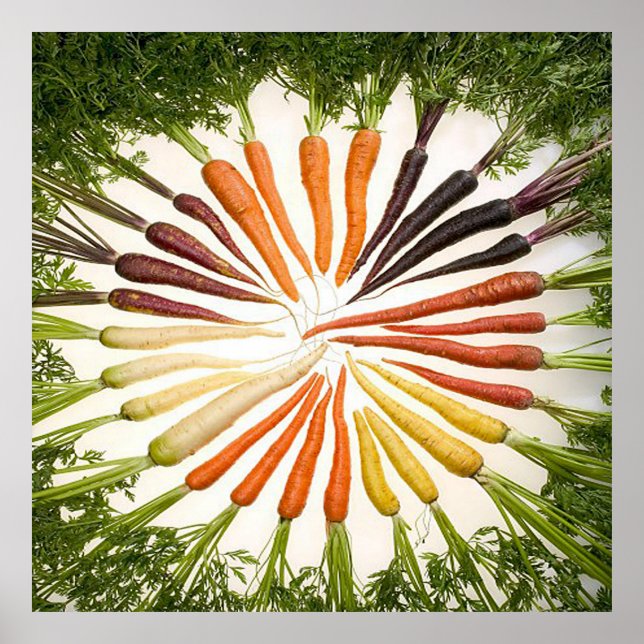 Rainbow Multicolored Carrots Square Poster (Front)