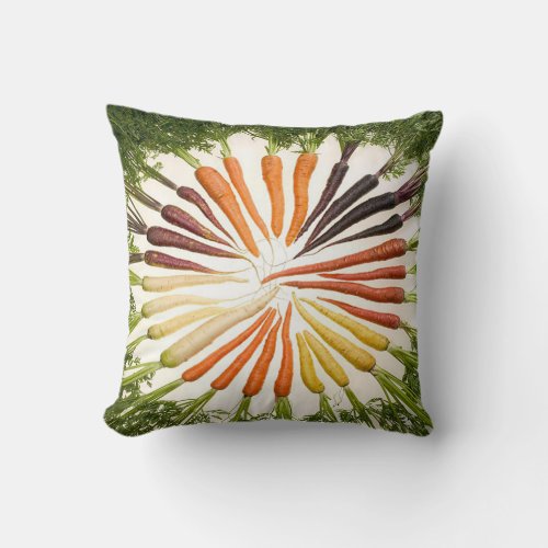 Rainbow Multicolored Carrots Throw Pillow